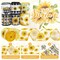 36 Yard Sunflower Wired Edge Ribbon 6 Roll 2.5 Inch Buffalo Plaids Flower Fabric Ribbon Spring Summer Floral Decorative Craft Ribbon